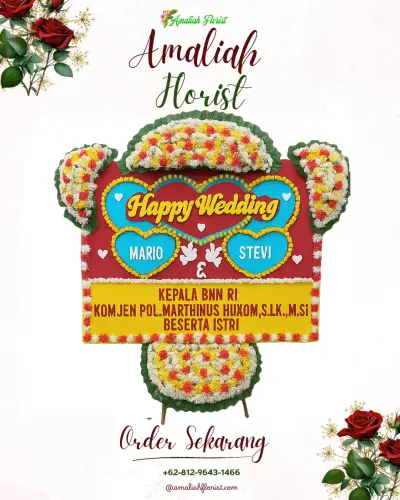 Karangan Papan Bunga Pernikahan di Kebraon